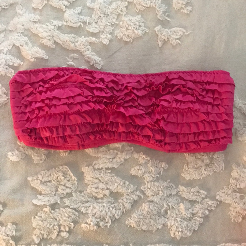 Pink ruffle bikini top